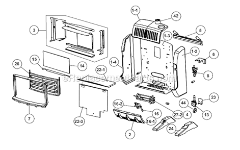 10000_BtuHr_-_Non_Thermostat_Model Diagram and Parts List for HSBF10NG  Mr Heater Heater